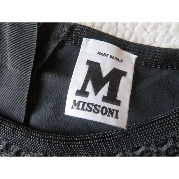 M MISSONI MADE IN ITALY TEXTURED SLEEVELESS DRESS GREEN BLACK MODEST LARGE - Picture 4 of 9